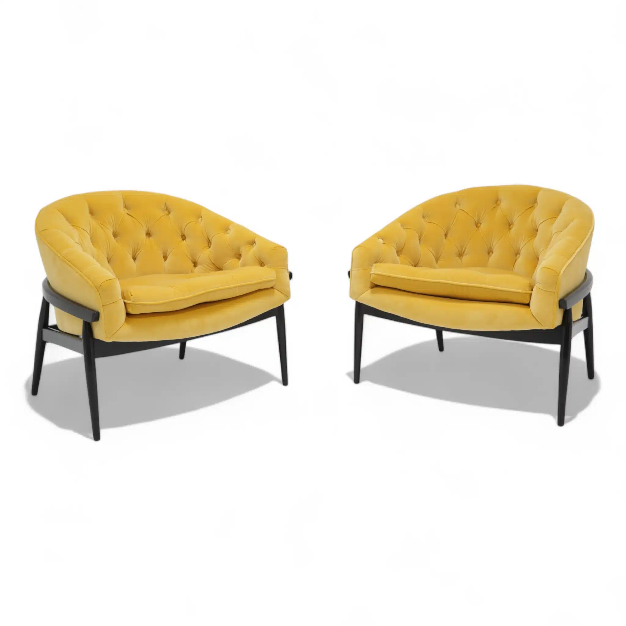 Yellow Velvet and Black Lacquer chairs