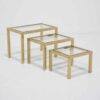 Brushed Brass Mid-century Italian Nest Of Tables.